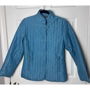 Jane Ashley Casual Lifestyle Blue Snap Quilted Blue Jacket, Petite Medium